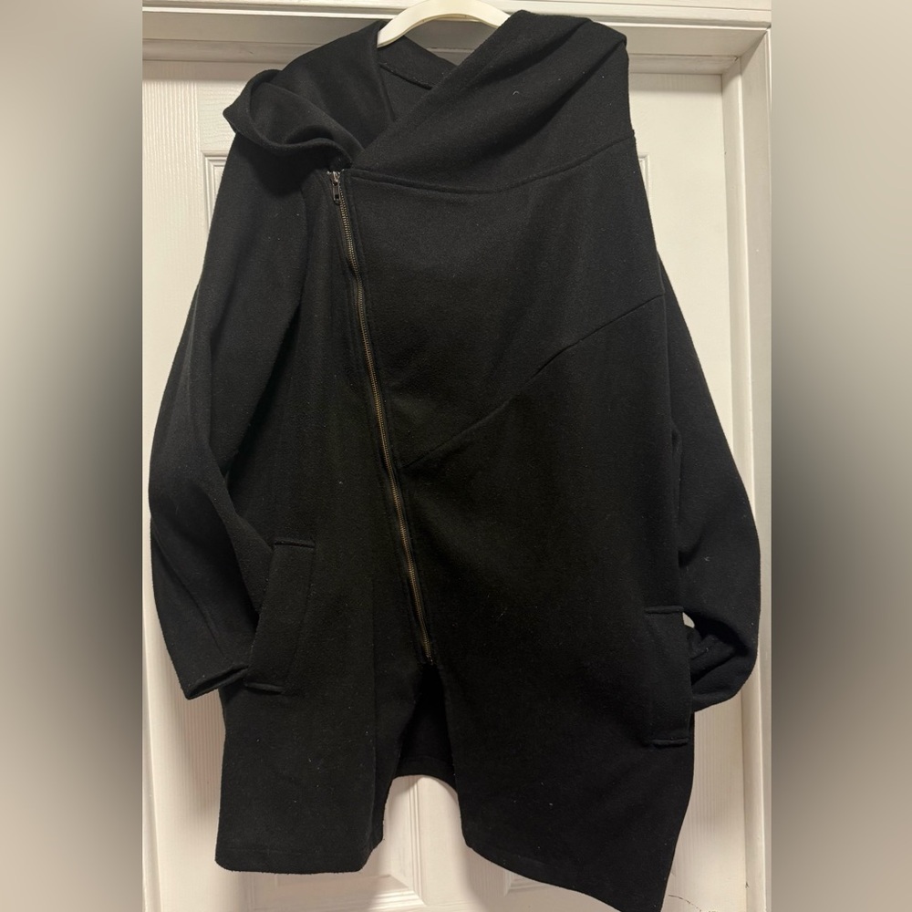 Elegant Black Asymmetrical Trench Coat